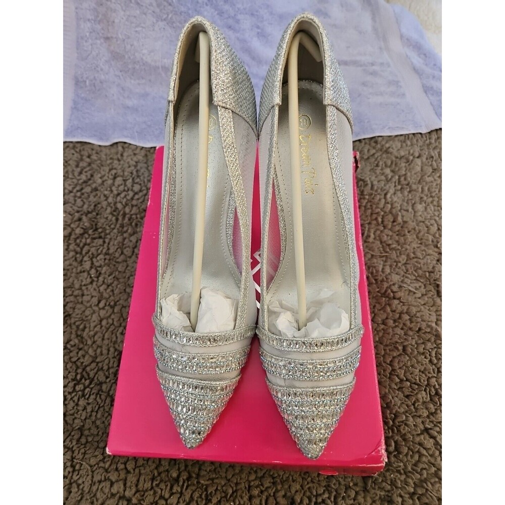 Womens Dream Pairs Silver Glitter Heels Evening Wear Size US 10. New